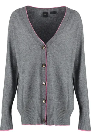 Pinko Femme, Pulls, Gris, Taille: 38 FR Gilet en laine et cachemire côtelée