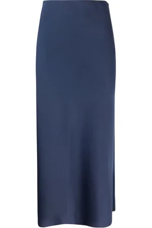 Patrizia Pepe Femme, Jupes, Bleu, Taille: 42 FR Jupe midi satinée bleu brillant