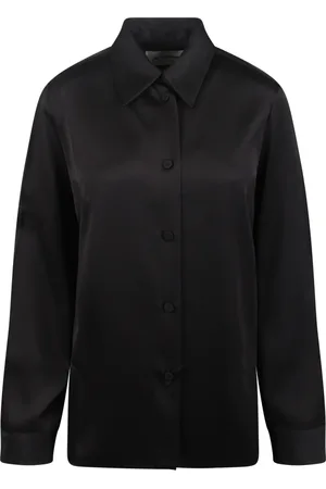 Jil Sander Femme, Blouses et Chemises, Noir, Taille: 36 FR Chemise Satinée à Col Pointu