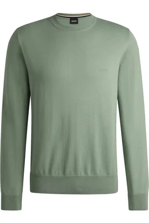 HUGO BOSS Homme, Pulls, Vert, Taille: S Pull en maille à col rond