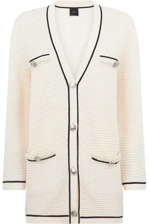 Pinko Femme, Pulls, Blanc, Taille: 38 FR Cardigan Blanc à Boutons Bijoux