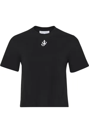 J.W.Anderson Femme, Tops, Noir, Taille: 40 FR T-shirt court à panneaux et logo ancre