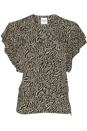 Isabel Marant Femme, Blouses et Chemises, Noir, Taille: 38 FR Top à Imprimé Abstrait et Col en V