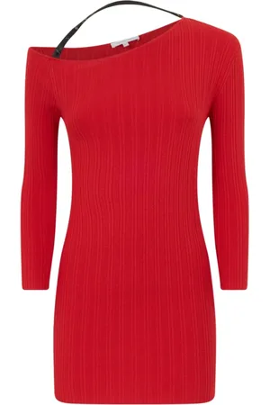 Patrizia Pepe Femme, Robes, Rouge, Taille: 40 FR Haut asymétrique à manches longues