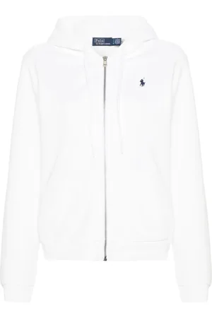 Ralph Lauren Femme, Sweatshirts et sweats à capuche, Blanc, Taille: 38 FR Sweat à capuche blanc avec fermeture éclair