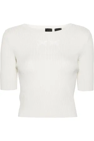 Pinko Femme, Pulls, Blanc, Taille: 38 FR Maille Tricot Col Rond