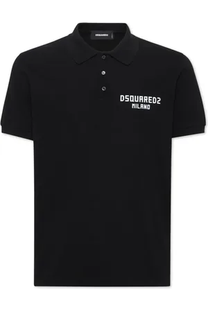 Dsquared2 Homme, Tops, Noir, Taille: L Polo Noir En Coton Avec Revers Boutonné