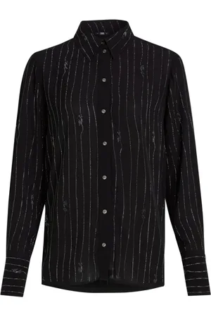Karl Lagerfeld Femme, Blouses et Chemises, Noir, Taille: 36 FR Chemisier Classique Strass