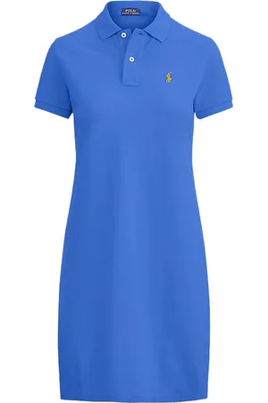 Ralph Lauren Femme, Robes, Bleu, Taille: 40 FR Robe à Manches Courtes avec Logo