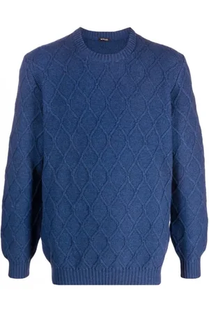 Kiton Homme, Pulls, Bleu, Taille: L Pull en cachemire à maille losanges