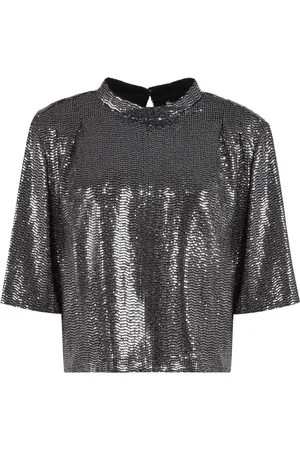Isabel Marant Femme, Blouses et Chemises, Gris, Taille: 36 FR Blouse à Sequins avec Découpe en Goutte au Dos