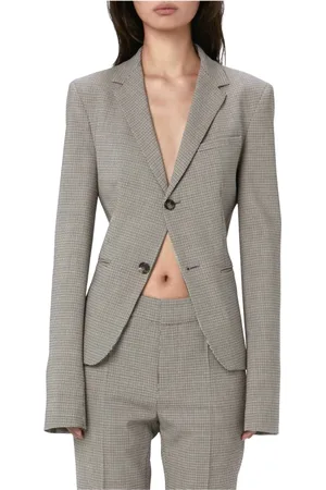 J.W.Anderson Femme, Vestes, Gris, Taille: 36 FR Blazer Gris Ajusté Croisé