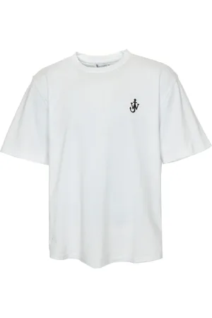 J.W.Anderson Homme, Tops, Blanc, Taille: 2XL T-Shirt Brodé Ancre Anchor