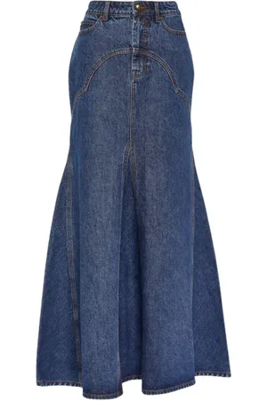 ZIMMERMANN Femme, Jupes, Bleu, Taille: 36 FR Jupe Maxi en Denim Fishtail