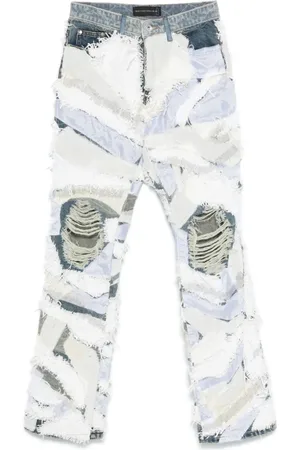 Who Decides War Homme, Jeans, Multicolore, Taille: W34 Jeans Patchwork Déchirés avec Design Classique