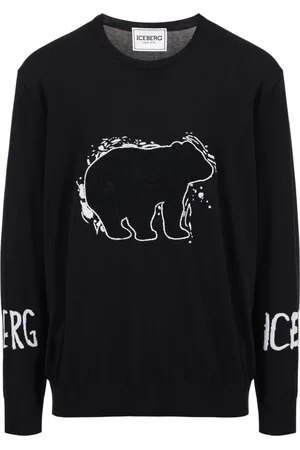 Iceberg Homme, Pulls, Noir, Taille: XL Pull ras du cou avec logo et détail ours