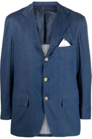 Kiton Homme, Vestes, Bleu, Taille: L Blazer Bleu Océan en Coton Stretch