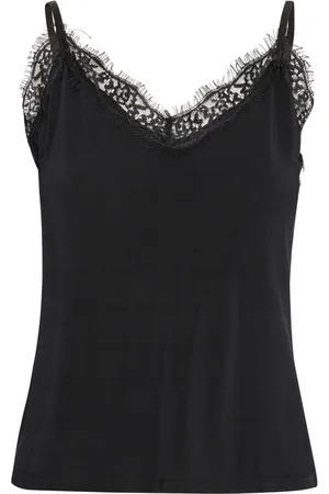 Part Two Femme, Tops, Noir, Taille: 42 FR Top Féminin Orné de Dentelle