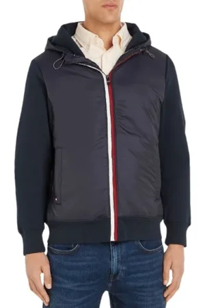 Tommy Hilfiger Homme, Vestes, Bleu, Taille: XL Gilet Bi-matière à Capuche