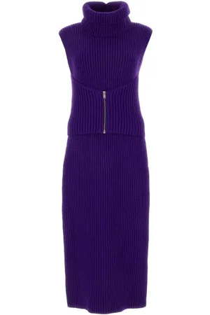 Jil Sander Femme, Robes, Violet, Taille: 38 FR Robe Pull Violette Mélange