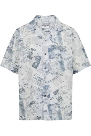 Iceberg Homme, Chemises, Bleu, Taille: L Chemise de bowling à manches courtes Comfort Fit