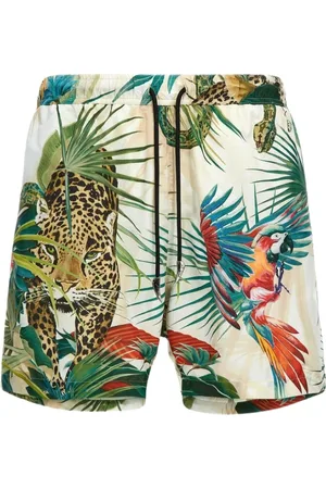 Roberto Cavalli Homme, Maillots de bain, Multicolore, Taille: L Short de bain imprimé Jungle Vert Homme