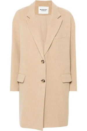 Isabel Marant Femme, Manteaux, Brun, Taille: 38 FR Manteau chevrons beige en laine mélangée