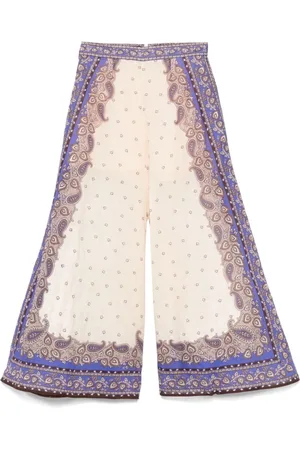 ZIMMERMANN Femme, Pantalons, Multicolore, Taille: 38 FR Pantalon Large Maxine