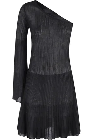 FEDERICA TOSI Femme, Robes, Noir, Taille: 36 FR Robe Une Épaule Côtelée Manche Longue