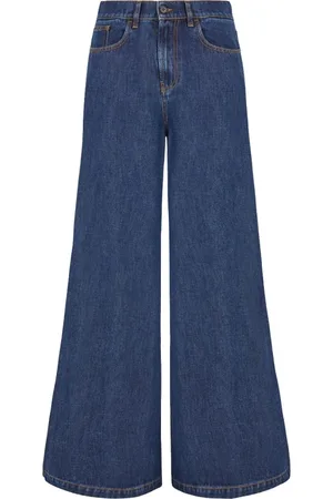 P.A.R.O.S.H. Femme, Jeans, Bleu, Taille: 40 FR Jean taille haute à jambes larges