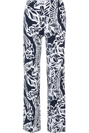 DORIS S Femme, Pantalons, Bleu, Taille: 42 FR Pantalon Slim-Fit Floral