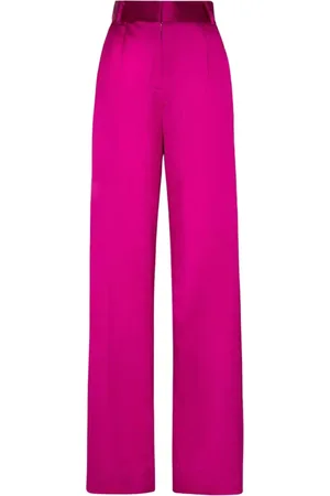 Philipp Plein Femme, Pantalons, Rose, Taille: 42 FR Pantalon Rose en Satin Taille Haute