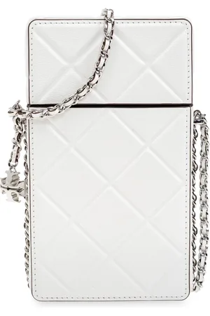 Tory Burch Femme, Accessoires, Blanc, Taille: ONE Size Étui pour téléphone Fleming avec chaîne
