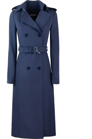 Patrizia Pepe Femme, Manteaux, Bleu, Taille: 36 FR Manteau Stretch Bleu avec Boucle Corne