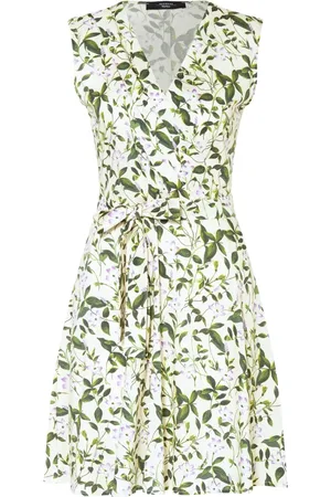 Max Mara Femme, Robes, Vert, Taille: 36 FR Robe en Jersey Imprimé avec Col en V