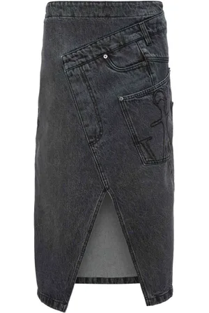 J.W.Anderson Femme, Jupes, Gris, Taille: 38 FR Jupe portefeuille en denim gris