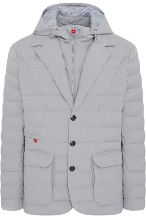 Kiton Homme, Vestes, Gris, Taille: L Veste à Capuche Coupe-Vent