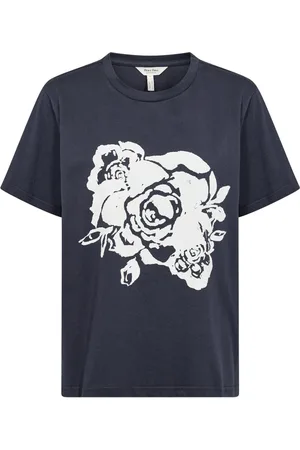 Part Two Femme, Tops, Bleu, Taille: 40 FR T-shirt Marine Imprimé Roses