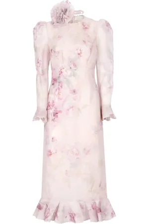 ZIMMERMANN Femme, Robes, Rose, Taille: 40 FR Crush Flower Midi Dress