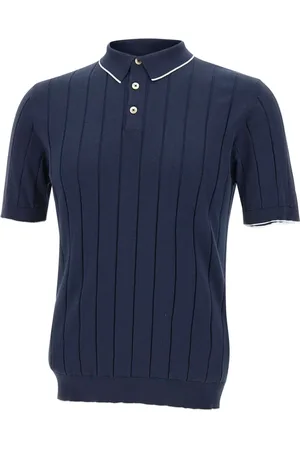 ELEVENTY Homme, Tops, Bleu, Taille: M Polo Bleu avec Piping Blanc