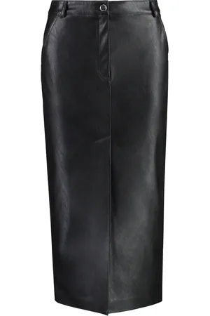 Pinko Femme, Jupes, Noir, Taille: 36 FR Jupe en cuir végan avec fente sur le devant