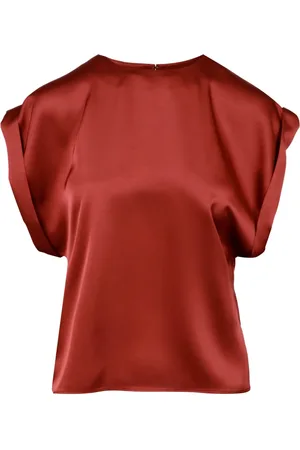 Serafini Femme, Blouses et Chemises, Brun, Taille: 38 FR Chemise en Satin Marron Manches Ailes