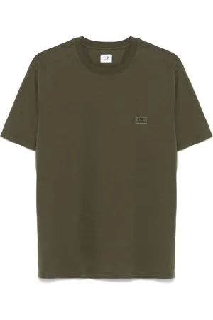 C.P. Company Homme, Tops, Vert, Taille: M T-shirt en coton vert avec logo