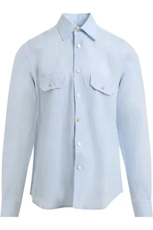 Kiton Homme, Chemises, Bleu, Taille: L Chemise en lin Celeste