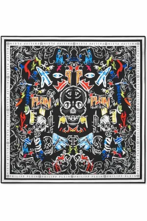 Philipp Plein Femme, Accessoires, Noir, Taille: ONE Size Écharpe Imprimée Multicolor All Over