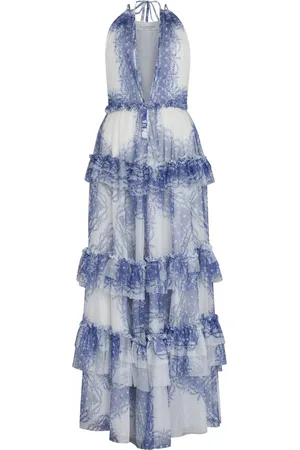 Serafini Femme, Robes, Multicolore, Taille: 40 FR Robe Maxi Imprimée en Tulle