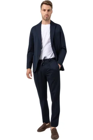 Circolo Homme, Costumes, Bleu, Taille: M Pantalon Plissé Piquet