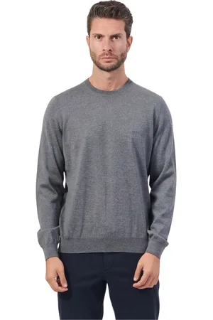 HUGO BOSS Homme, Pulls, Gris, Taille: S Pull ras du cou avec logo brodé