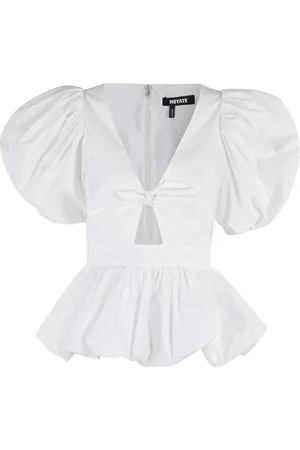 ROTATE Femme, Blouses et Chemises, Blanc, Taille: 38 FR Haut à bulles avec manches bouffantes