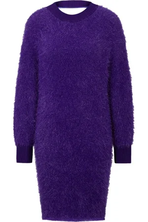 HUGO BOSS Femme, Pulls, Violet, Taille: 38 FR Robe en maille scintillante avec détail découpé